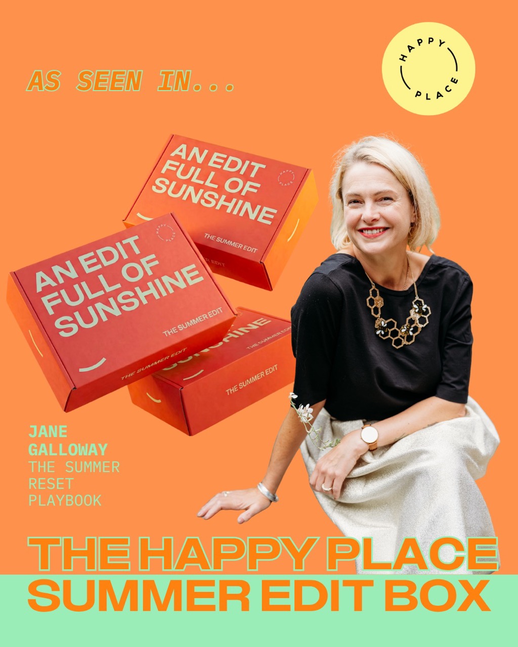 Jane's Summer Reset Playbook is featured in Fearne Cotton's The Happy Place Summer Edit Box